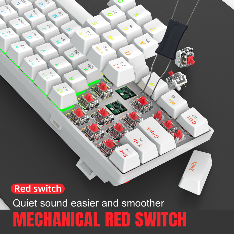 V900RGB 61 key mechanical keyboard hot swappable red axis dual color injection molded keycap dazzling light compact design